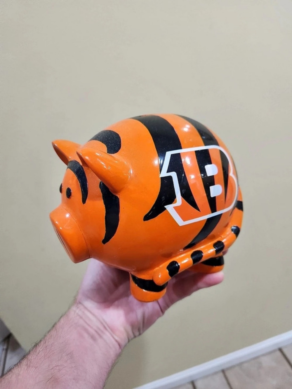 NFL Bengals Striped Piggy Bank in Orange & Black